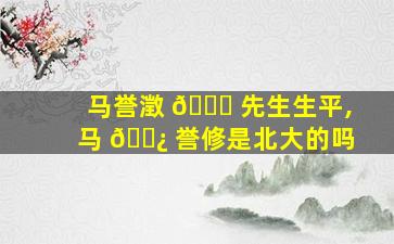 马誉澂 🍁 先生生平,马 🌿 誉修是北大的吗